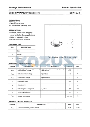 2SA1074 datasheet - Silicon PNP Power Transistors