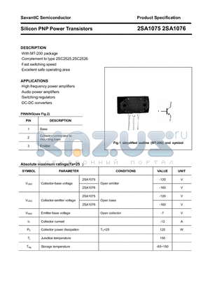 2SA1075 datasheet - Silicon PNP Power Transistors