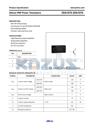 2SA1076 datasheet - Silicon PNP Power Transistors
