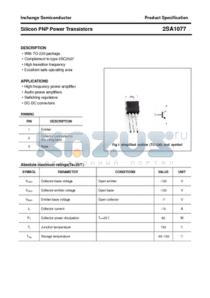 2SA1077 datasheet - Silicon PNP Power Transistors