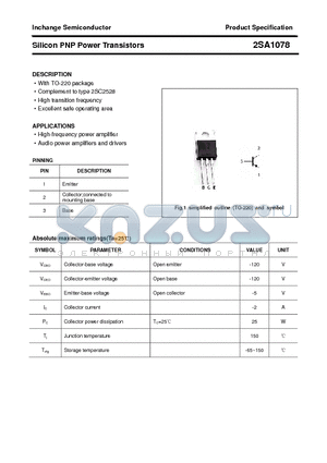 2SA1078 datasheet - Silicon PNP Power Transistors