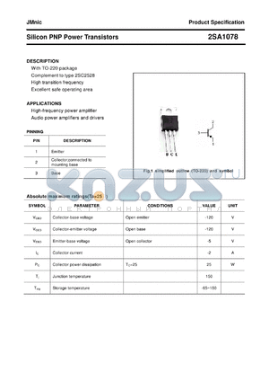 2SA1078 datasheet - Silicon PNP Power Transistors