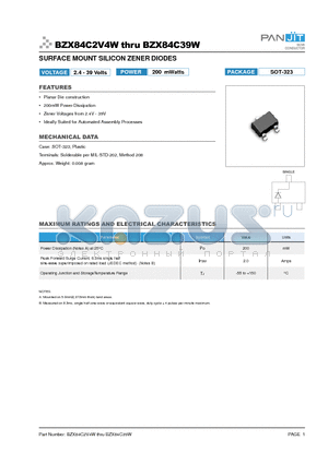 BZX84C2V7W datasheet - SURFACE MOUNT SILICON ZENER DIODES