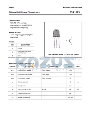 2SA1093 datasheet - Silicon PNP Power Transistors