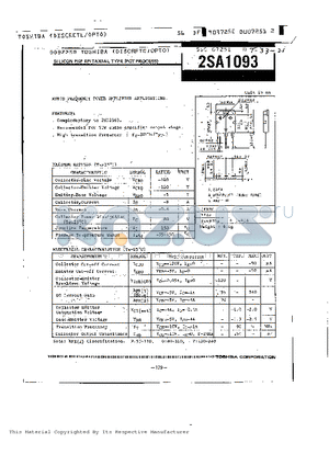 2SA1093 datasheet - SILICON PNP EPITAXIAL TYPE (PCT PROCESS)