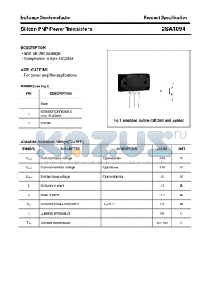 2SA1094 datasheet - Silicon PNP Power Transistors