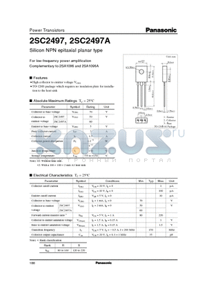 2SA1096 datasheet - Silicon NPN epitaxial planar type(For low-frequency power amplification)