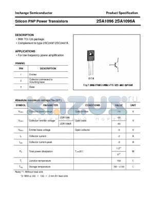 2SA1096 datasheet - Silicon PNP Power Transistors