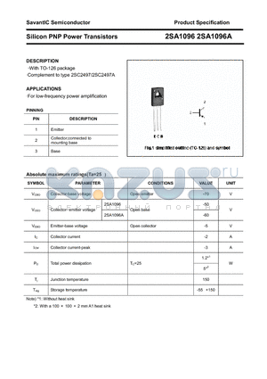 2SA1096A datasheet - Silicon PNP Power Transistors