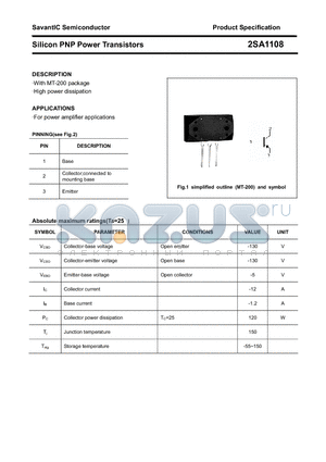 2SA1108 datasheet - Silicon PNP Power Transistors