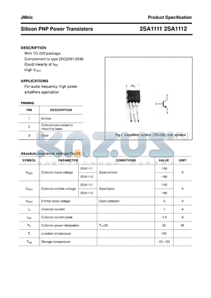 2SA1111 datasheet - Silicon PNP Power Transistors