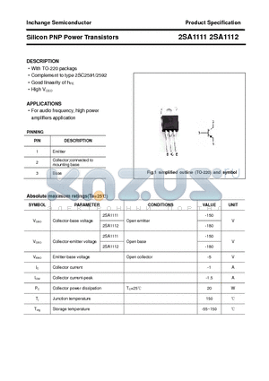 2SA1112 datasheet - Silicon PNP Power Transistors