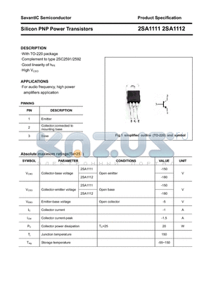 2SA1112 datasheet - Silicon PNP Power Transistors