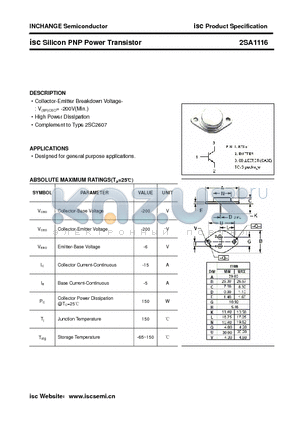 2SA1116 datasheet - isc Silicon PNP Power Transistor