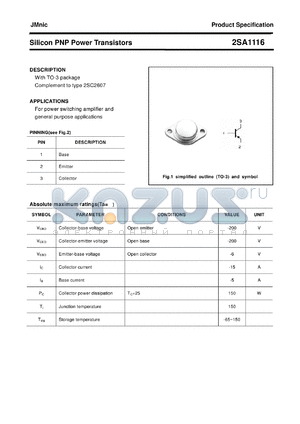 2SA1116 datasheet - Silicon PNP Power Transistors