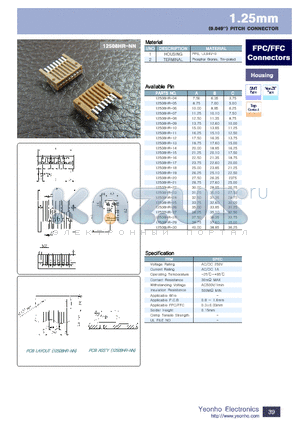 12508HR-09 datasheet - 1.25mm PITCH CONNECTOR