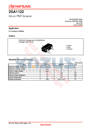2SA1122 datasheet - Silicon PNP Epitaxial