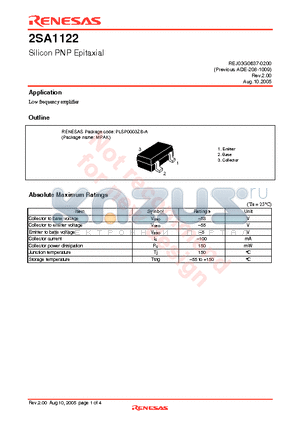 2SA1122CCTL-E datasheet - Silicon PNP Epitaxial