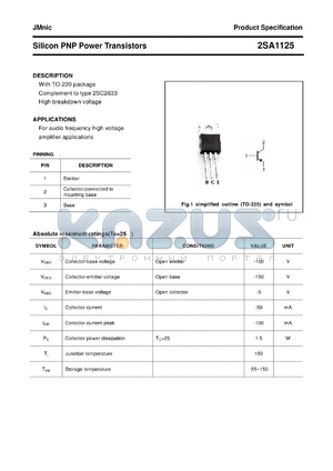 2SA1125 datasheet - Silicon PNP Power Transistors