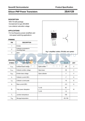 2SA1129 datasheet - Silicon PNP Power Transistors