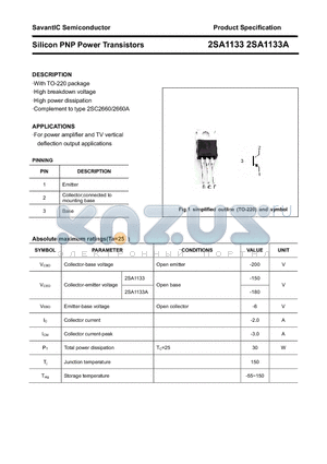 2SA1133A datasheet - Silicon PNP Power Transistors