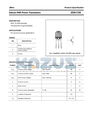 2SA1135 datasheet - Silicon PNP Power Transistors