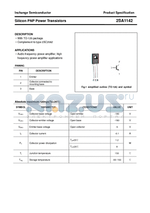 2SA1142 datasheet - Silicon PNP Power TransistorsPower Transistors