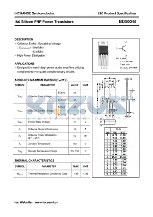 BD500B datasheet - isc Silicon PNP Power Transistors