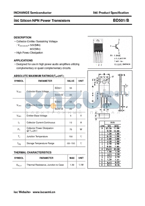 BD501 datasheet - isc Silicon NPN Power Transistors