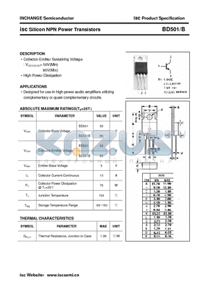 BD501B datasheet - isc Silicon NPN Power Transistors