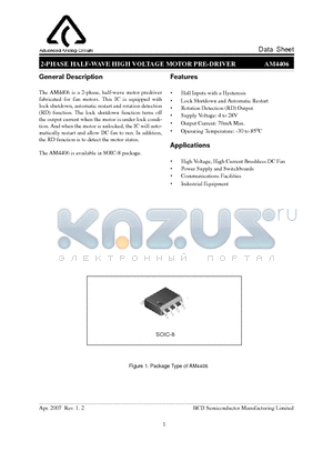 AM4406M-E1 datasheet - 2-PHASE HALF-WAVE HIGH VOLTAGE MOTOR PRE-DRIVER