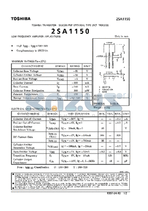 2SA1150 datasheet - TRANSISTOR (LOW FREQUENCY AMPLIFIER APPLICATIONS)