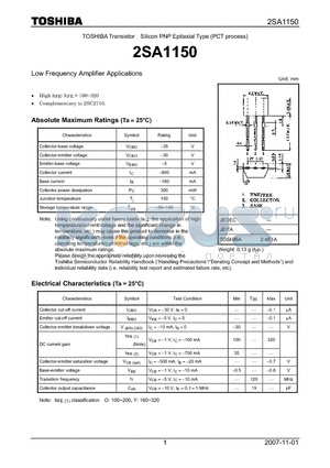 2SA1150_07 datasheet - Low Frequency Amplifier Applications