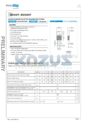 BD5100T datasheet - SURFACE MOUNT SCHOTTKY BARRIER RECTIFIERS