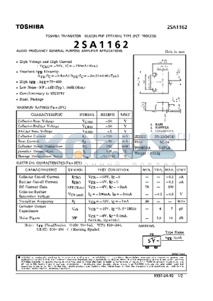 2SA1162 datasheet - TRANSISTOR (AUDIO FREQUENCY GENERAL PURPOSE AMPLIFIER APPLICATIONS)