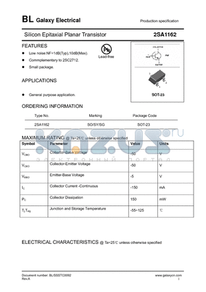 2SA1162 datasheet - Silicon Epitaxial Planar Transistor