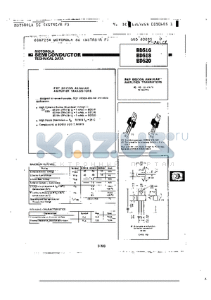 BD516 datasheet - PNP ILICON ANNULAR AMPLIFIER TRANSISTORS