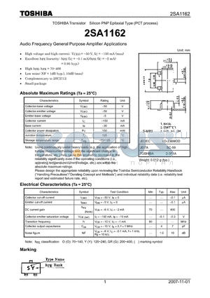 2SA1162_07 datasheet - Audio Frequency General Purpose Amplifier Applications