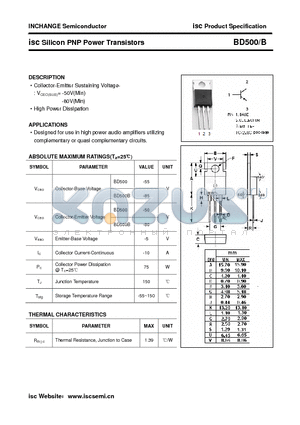 BD500 datasheet - isc Silicon PNP Power Transistors