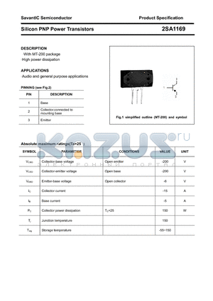 2SA1169 datasheet - Silicon PNP Power Transistors