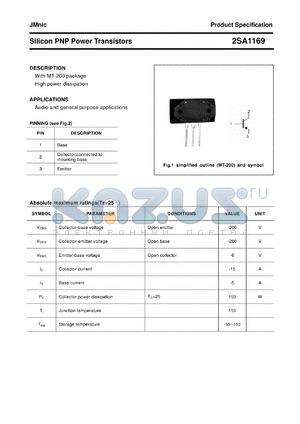 2SA1169 datasheet - Silicon PNP Power Transistors