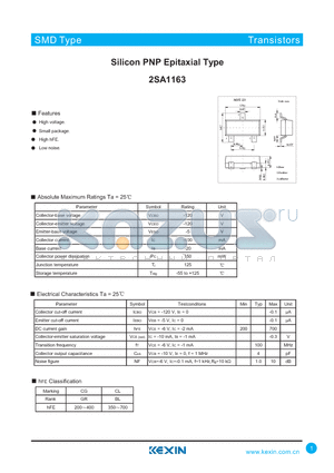 2SA1163 datasheet - Silicon PNP Epitaxial Type