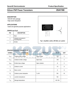 2SA1166 datasheet - Silicon PNP Power Transistors