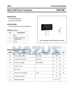 2SA1166 datasheet - Silicon PNP Power Transistors