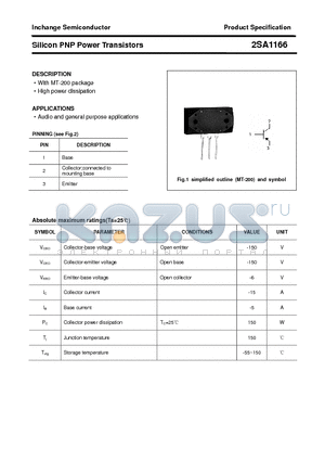 2SA1166 datasheet - Silicon PNP Power Transistors