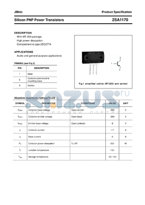 2SA1170 datasheet - Silicon PNP Power Transistors