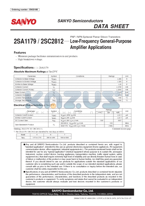 2SA1179_08 datasheet - Low-Frequency General-Purpose Amplifier Applications