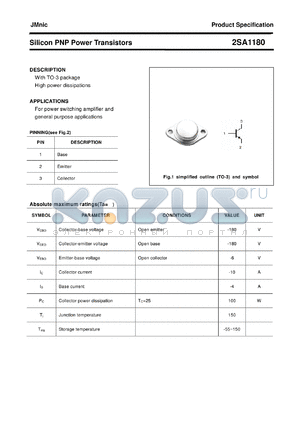 2SA1180 datasheet - Silicon PNP Power Transistors