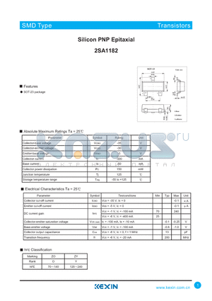 2SA1182 datasheet - Silicon PNP Epitaxial