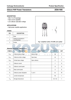 2SA1185 datasheet - Silicon PNP Power Transistors